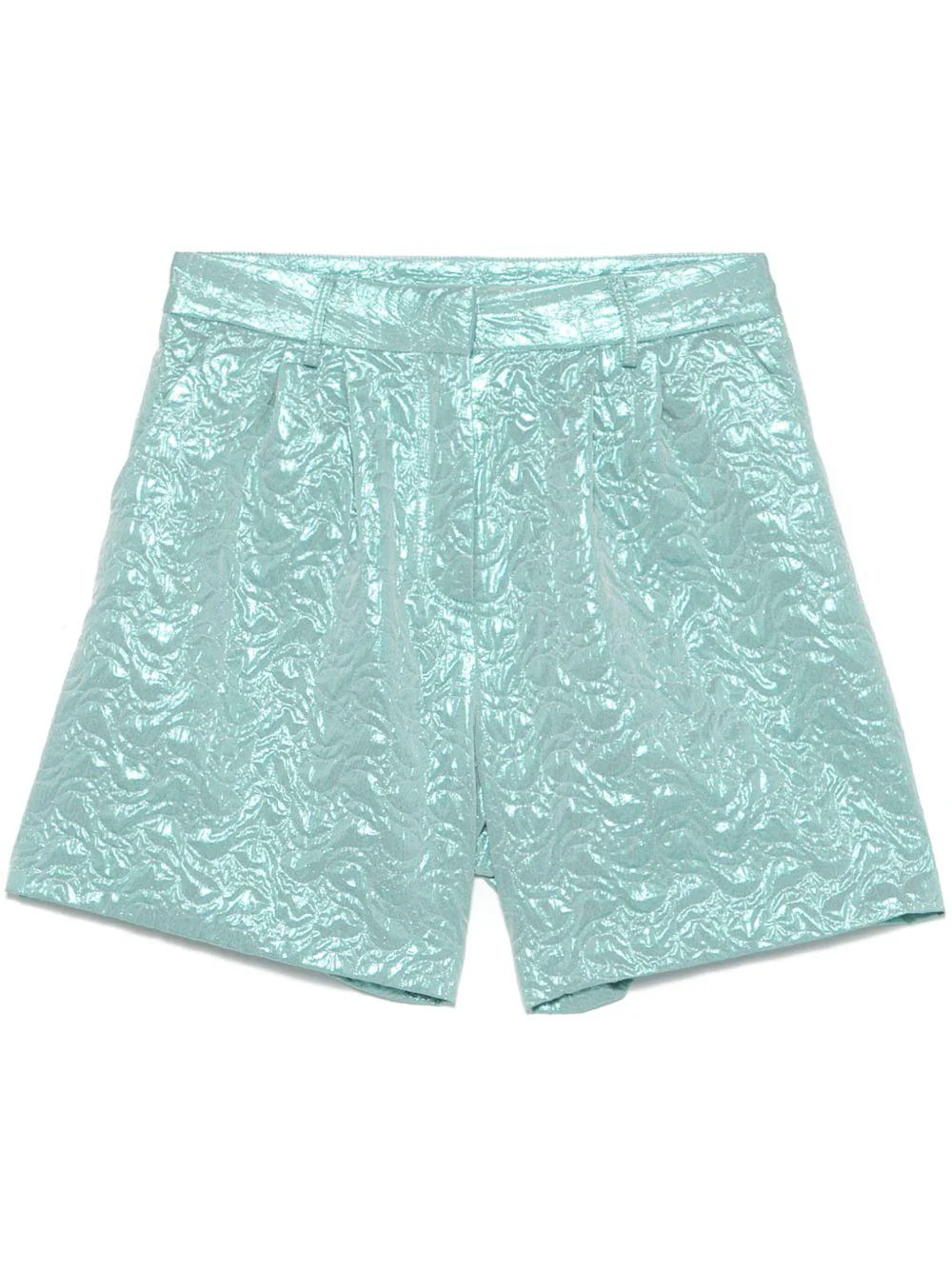 Shorts per donna Merci verde acquamarina in lamé