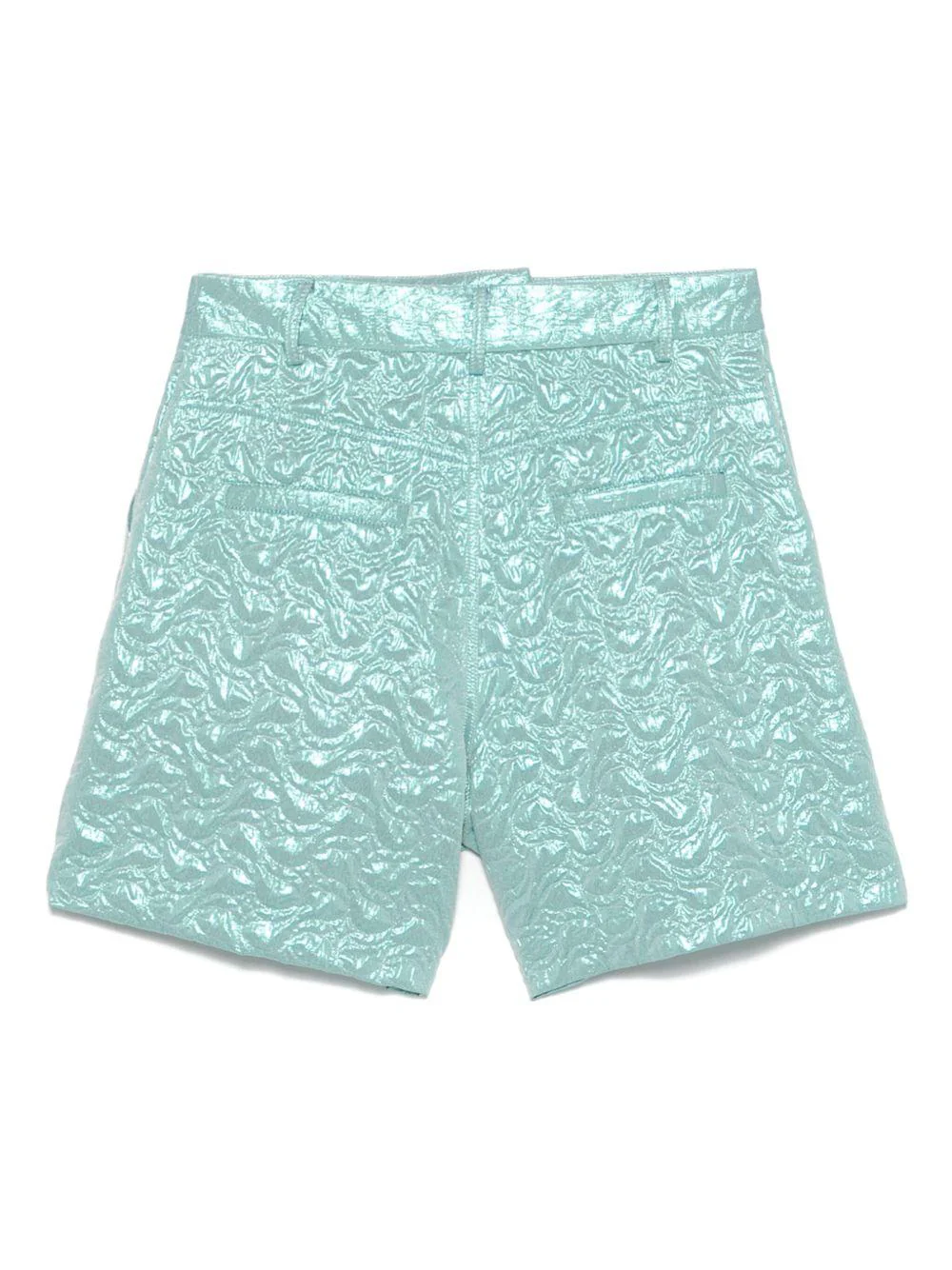 Shorts per donna Merci verde acquamarina in lamé - Image 2