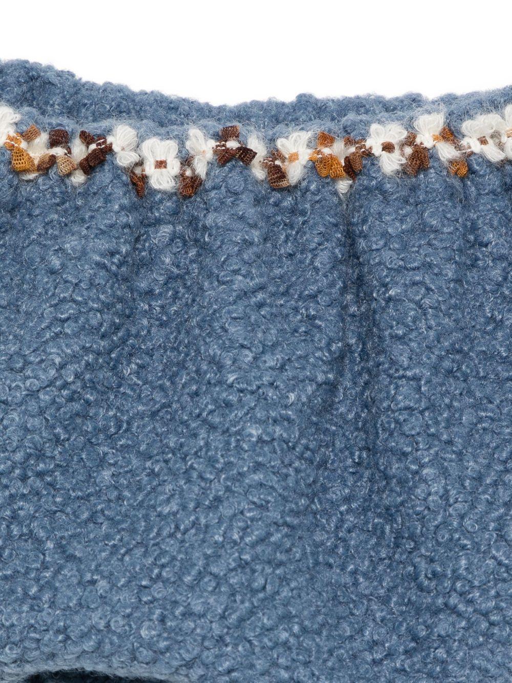 Shorts per neonata A'lapage azzurri con dettaglio floreale ricamato - Image 2