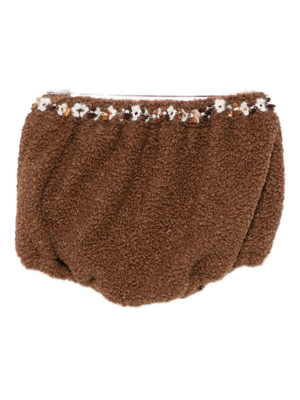 Shorts per neonata A'lapage marroni con ricamo floreale - Image 2