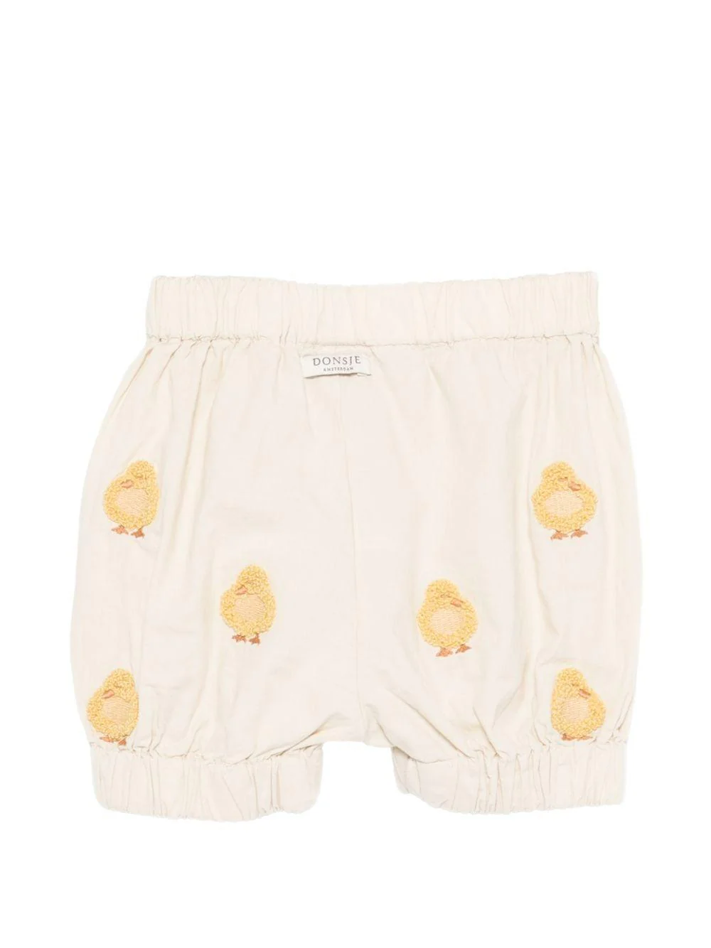 Shorts per neonato Donsje beige con ricamo con pulcini - Image 3