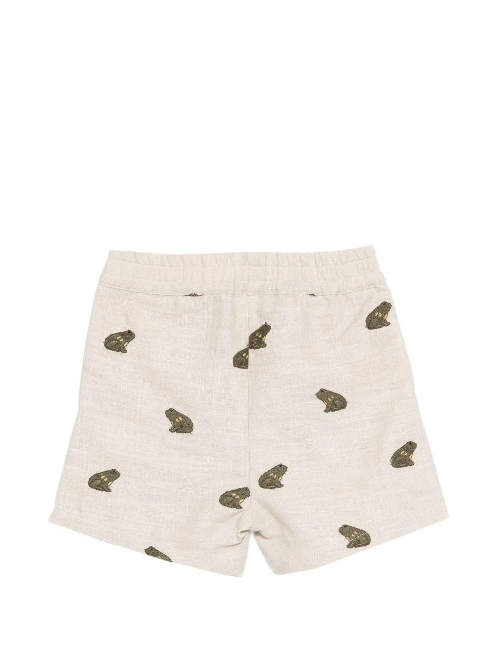 Shorts per neonato Donsje beige con ricamo rane all-over - Image 3