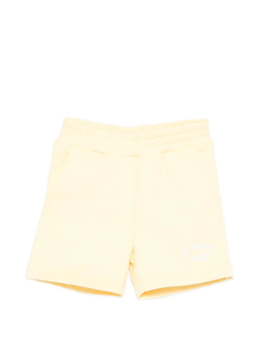 Shorts per neonato Givenchy Kids giallo con dettaglio logo sul davanti