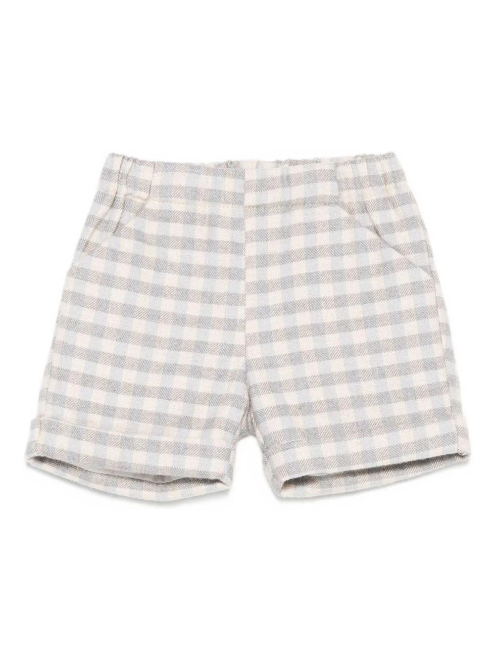 Shorts per neonato La Stupenderia beige con motivo a quadri