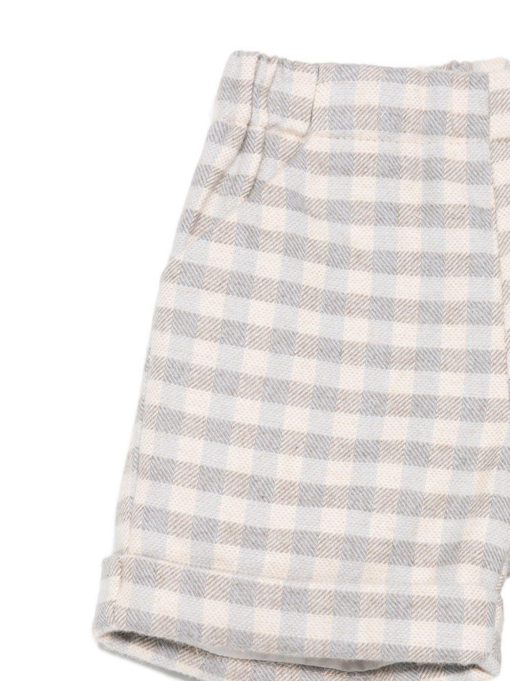 Shorts per neonato La Stupenderia beige con motivo a quadri - Image 3