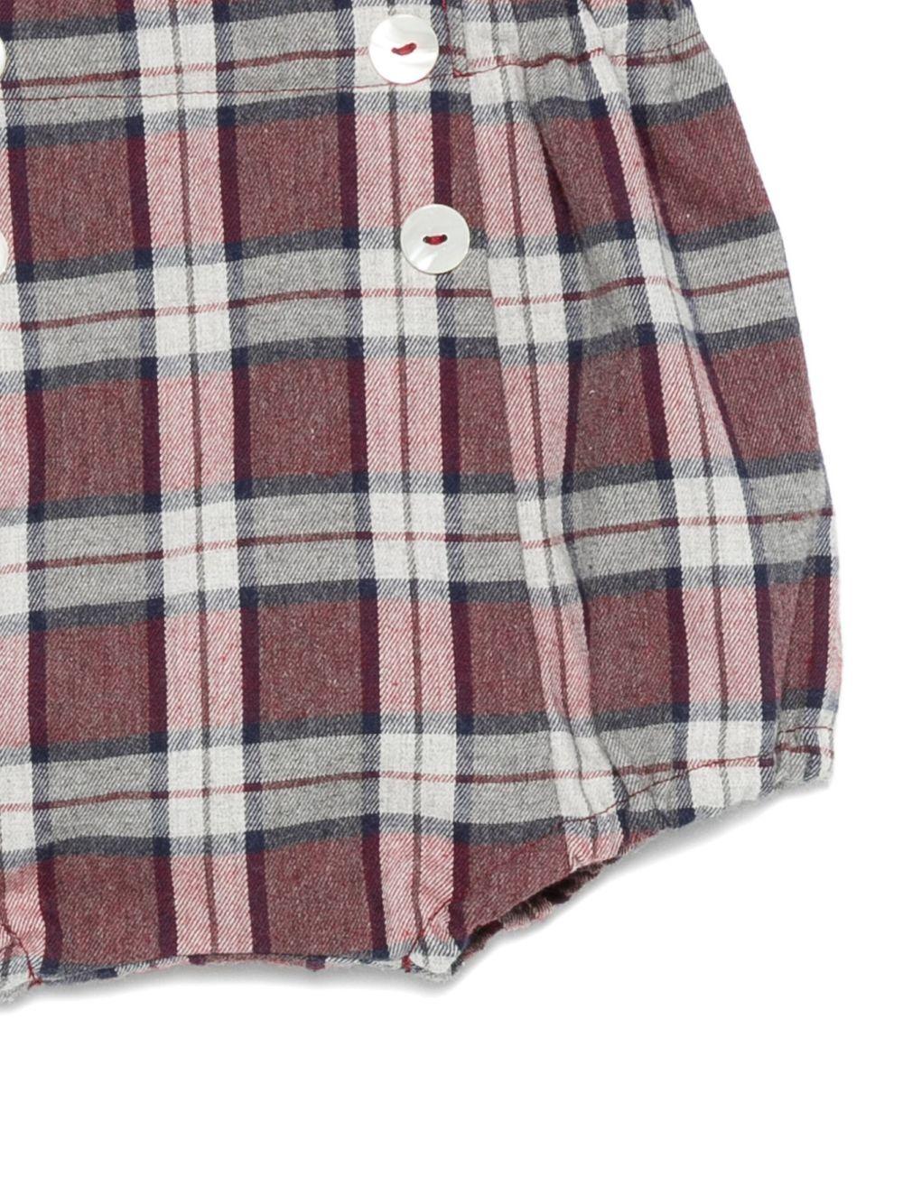 Shorts per neonato Mariella Ferrari bordeaux e bianco con motivo a quadri - Image 2