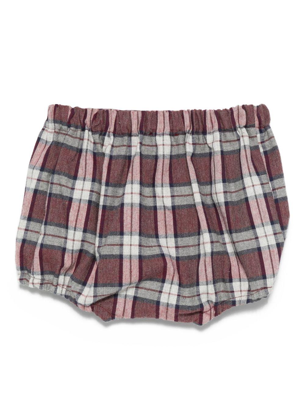 Shorts per neonato Mariella Ferrari bordeaux e bianco con motivo a quadri - Image 3
