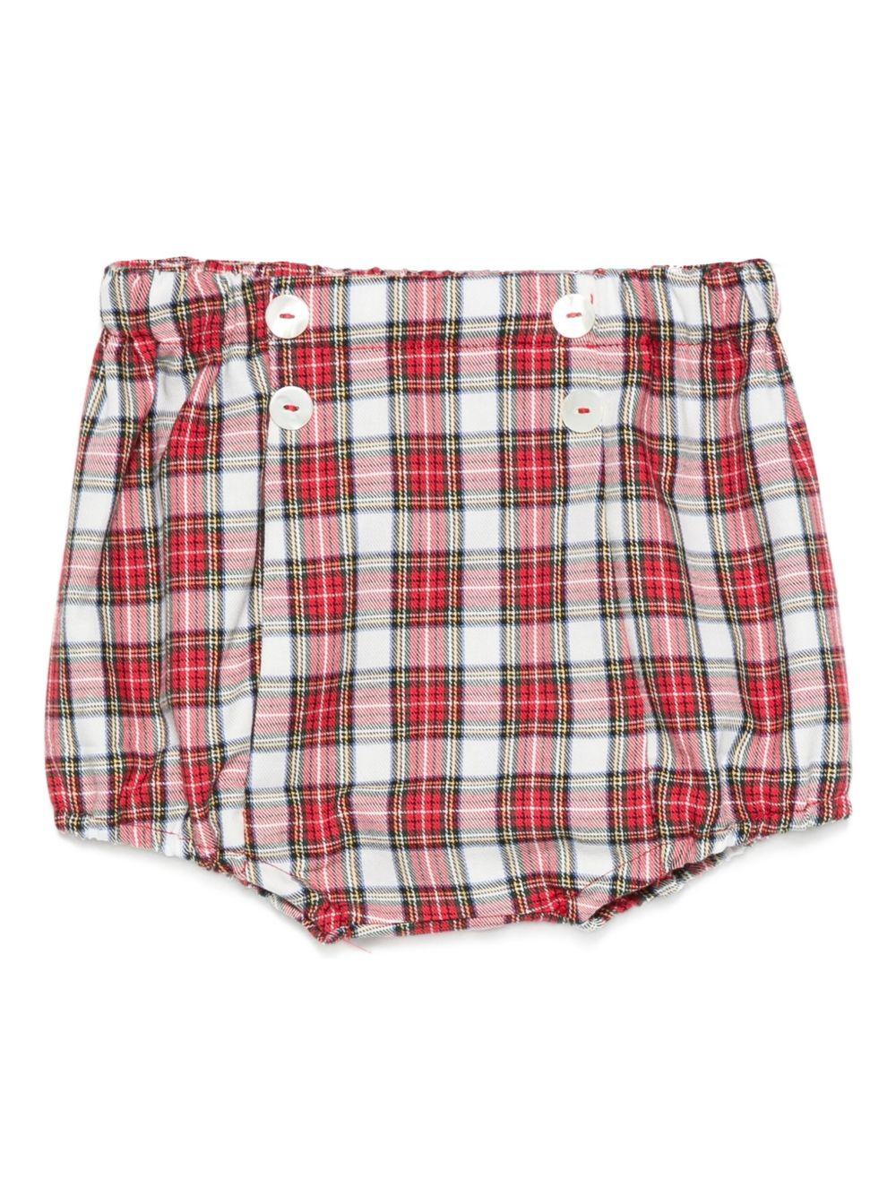 Shorts per neonato Mariella Ferrari rosso e bianco con motivo a quadri