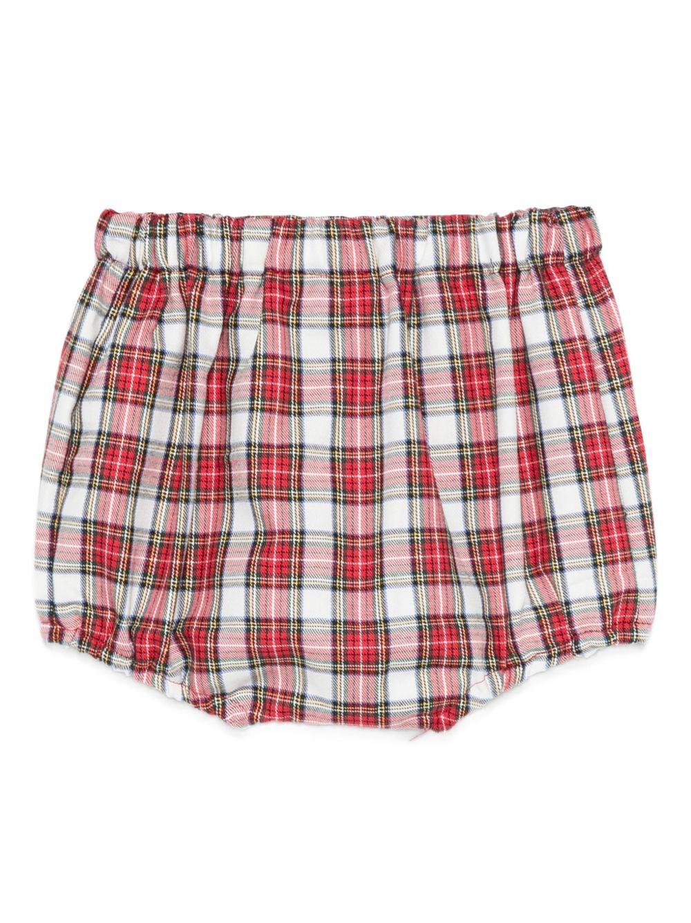 Shorts per neonato Mariella Ferrari rosso e bianco con motivo a quadri - Image 3