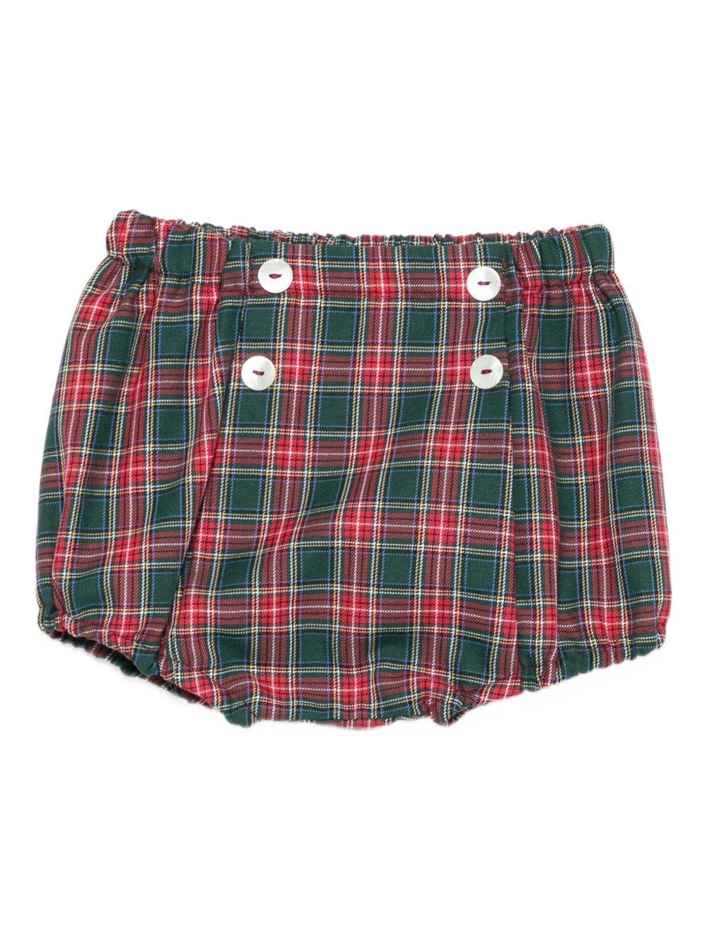 Shorts per neonato Mariella Ferrari rosso e verde con motivo a quadri