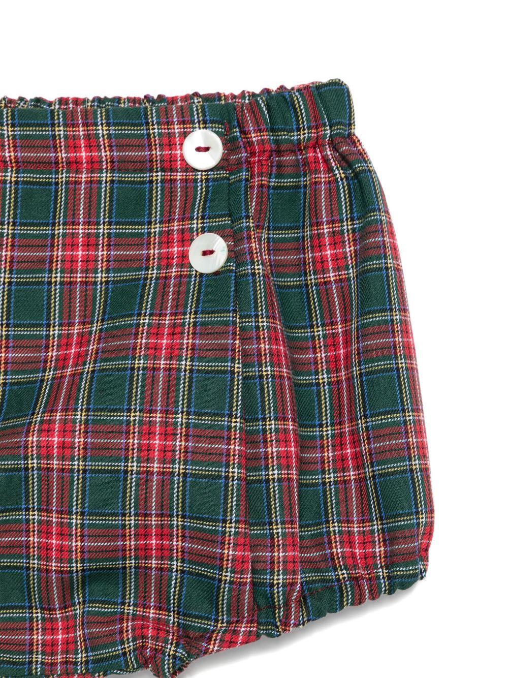 Shorts per neonato Mariella Ferrari rosso e verde con motivo a quadri - Image 2