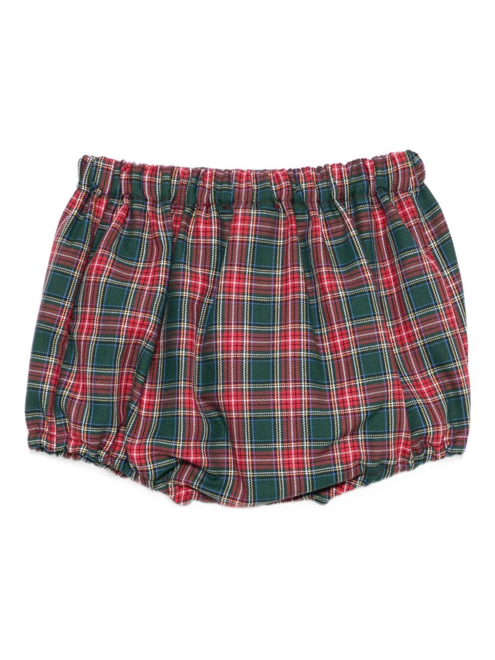 Shorts per neonato Mariella Ferrari rosso e verde con motivo a quadri - Image 3