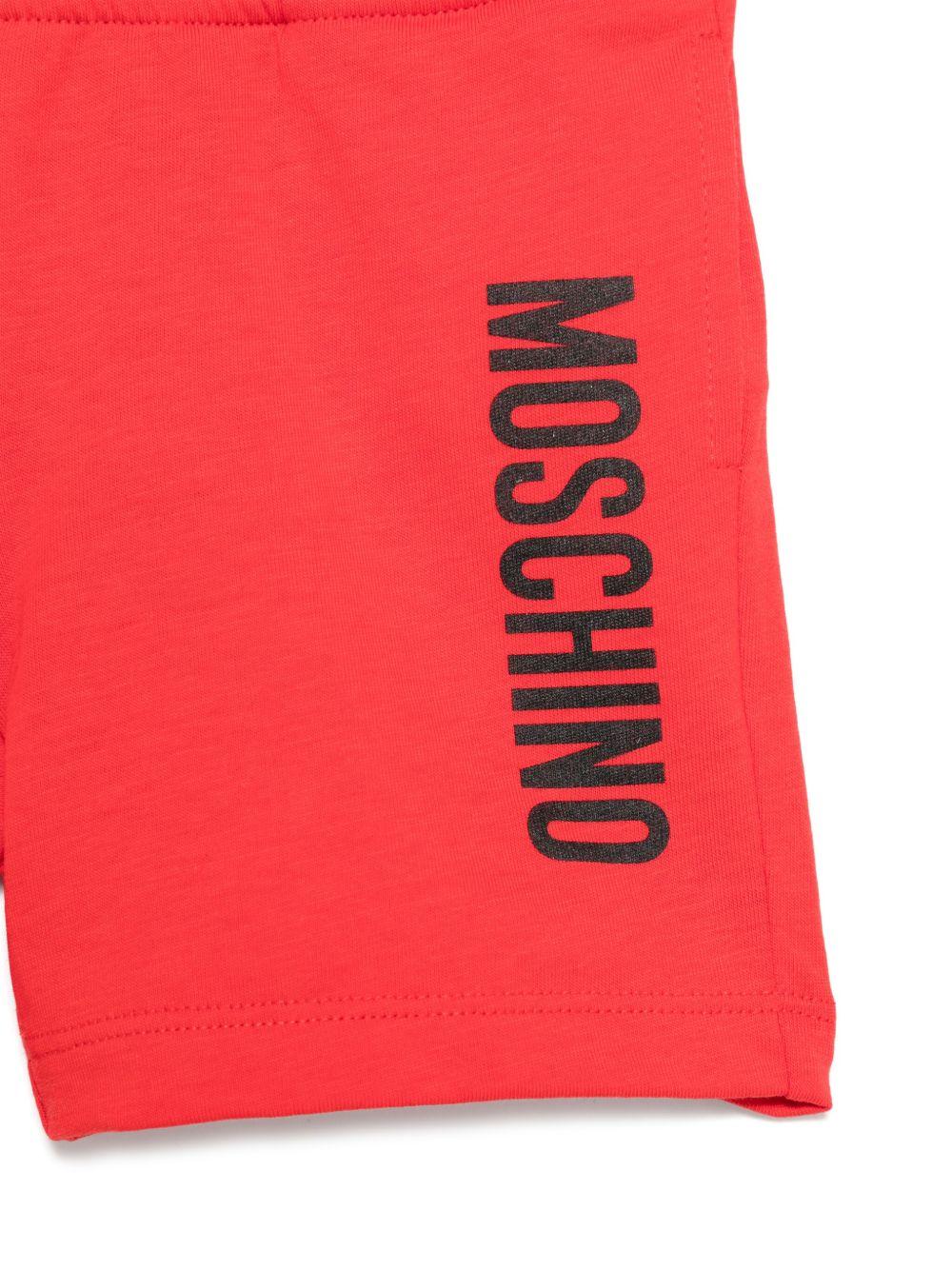 Shorts per neonato Moschino Kids rosso con stampa logo con vita elasticizzata - Image 2