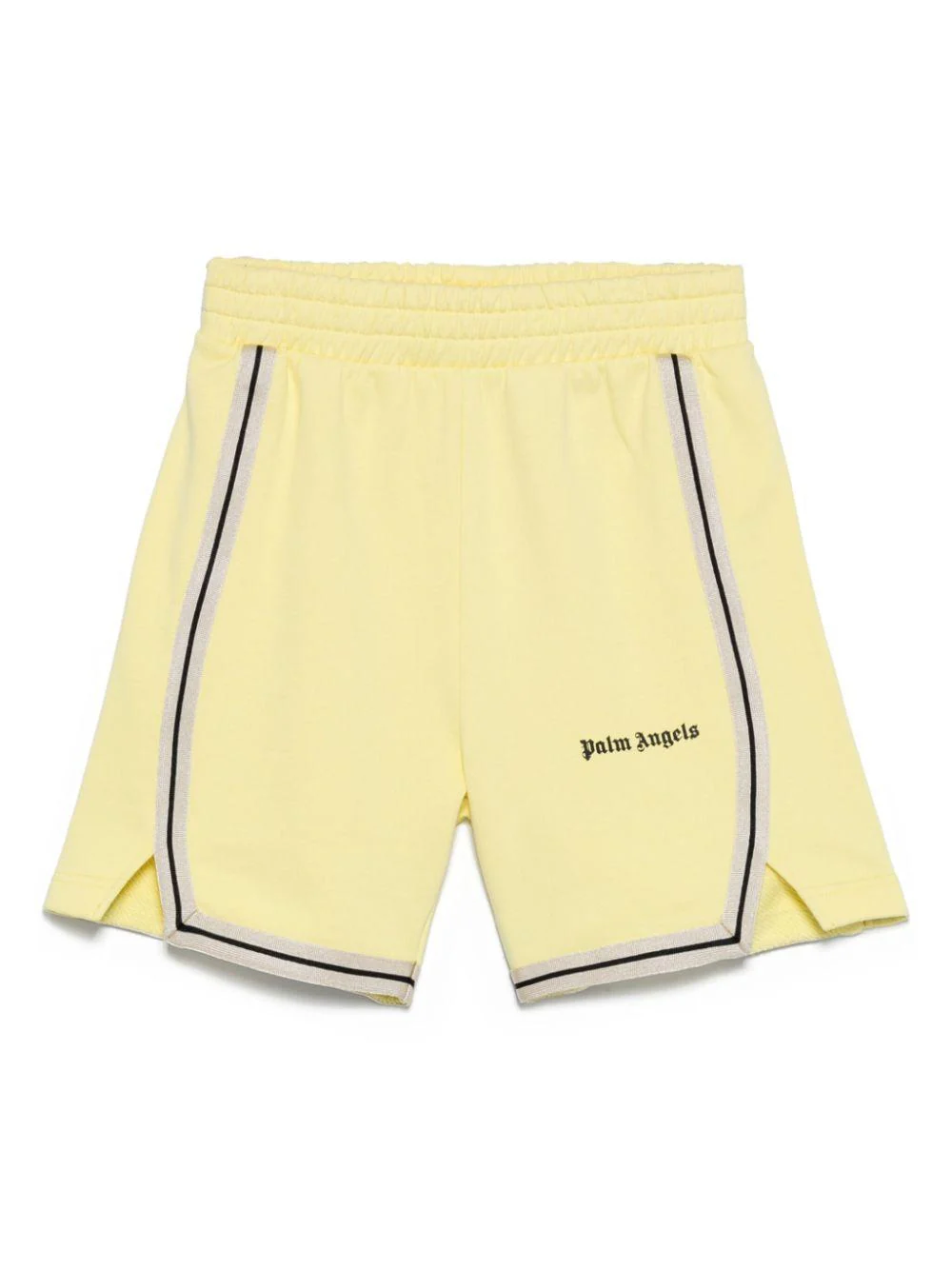 Shorts sportivi con stampa per bambino Palm Angels Kids giallo con spacchetti laterali
