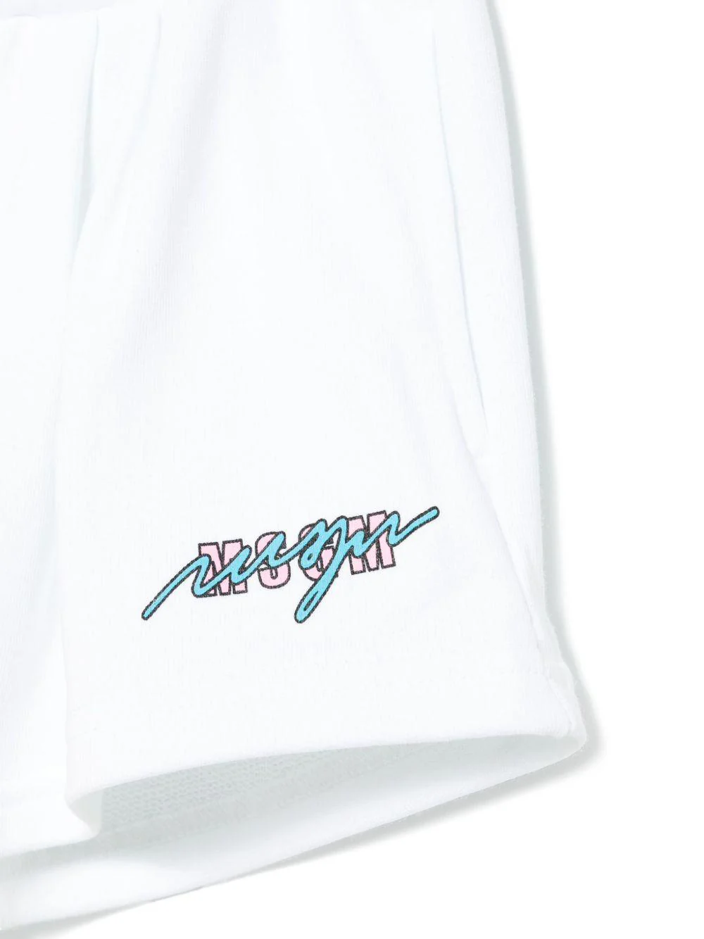 Shorts sportivi in cotone per bambina MSGM Kids bianco con stampa sulla gamba - Image 2