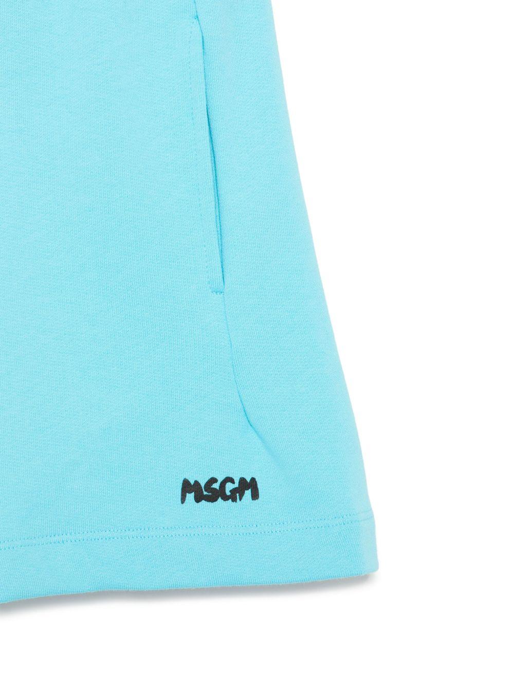 Shorts sportivi in cotone per bambino MSGM Kids azzurro con vita elasticizzata - Image 3