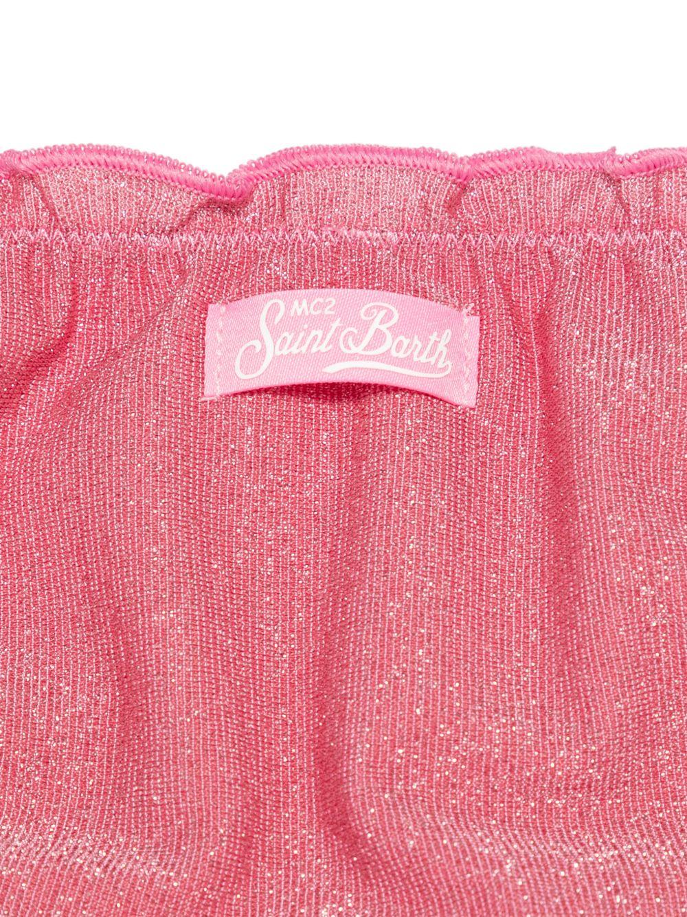 Slip bikini Cric per bambina MC2 Saint Barth Kids fucsia con ruches - Image 3