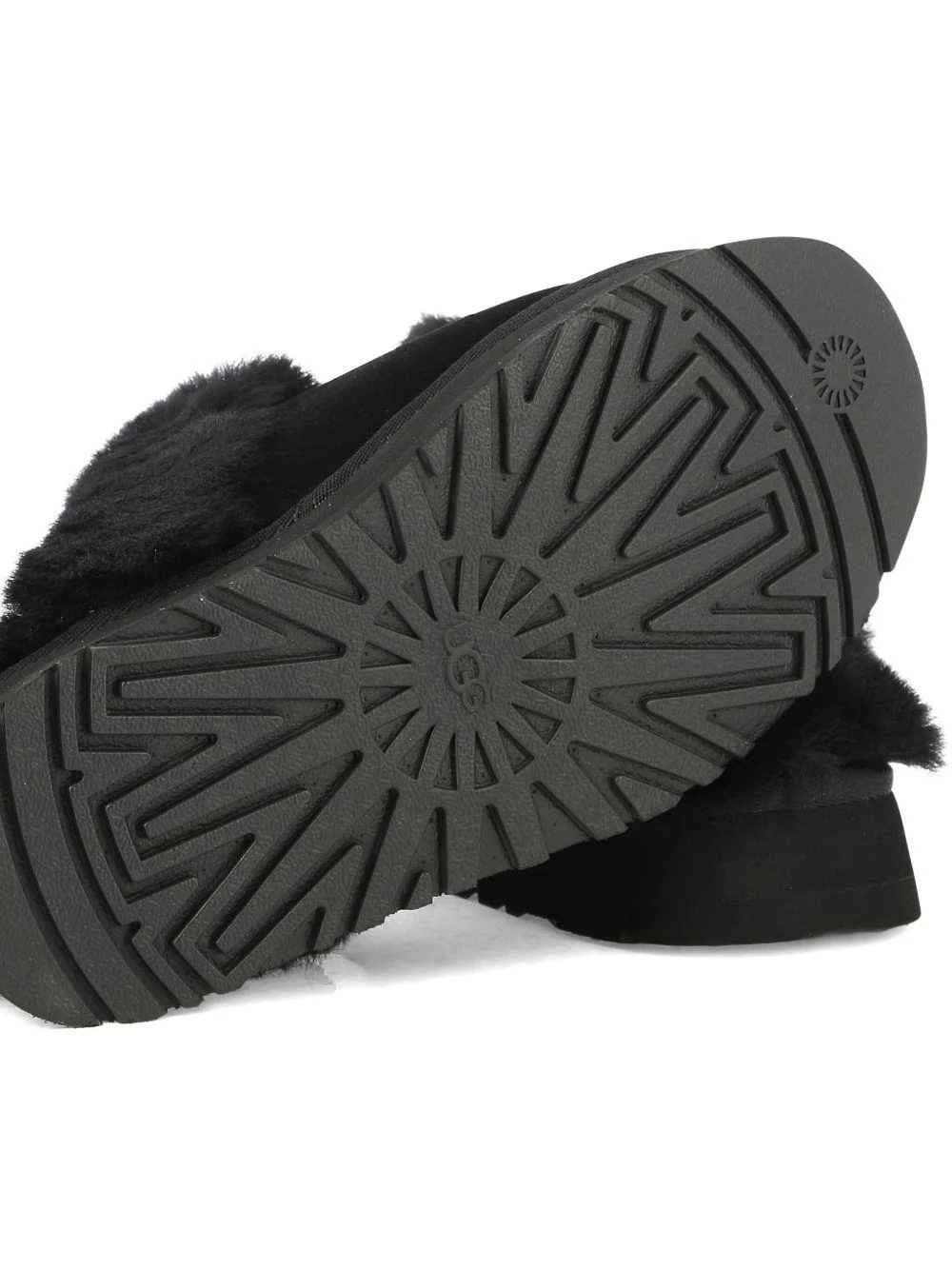 Slippers per bambina UGG Kids Disquette nero con finitura in pelliccia sintetica - Image 2