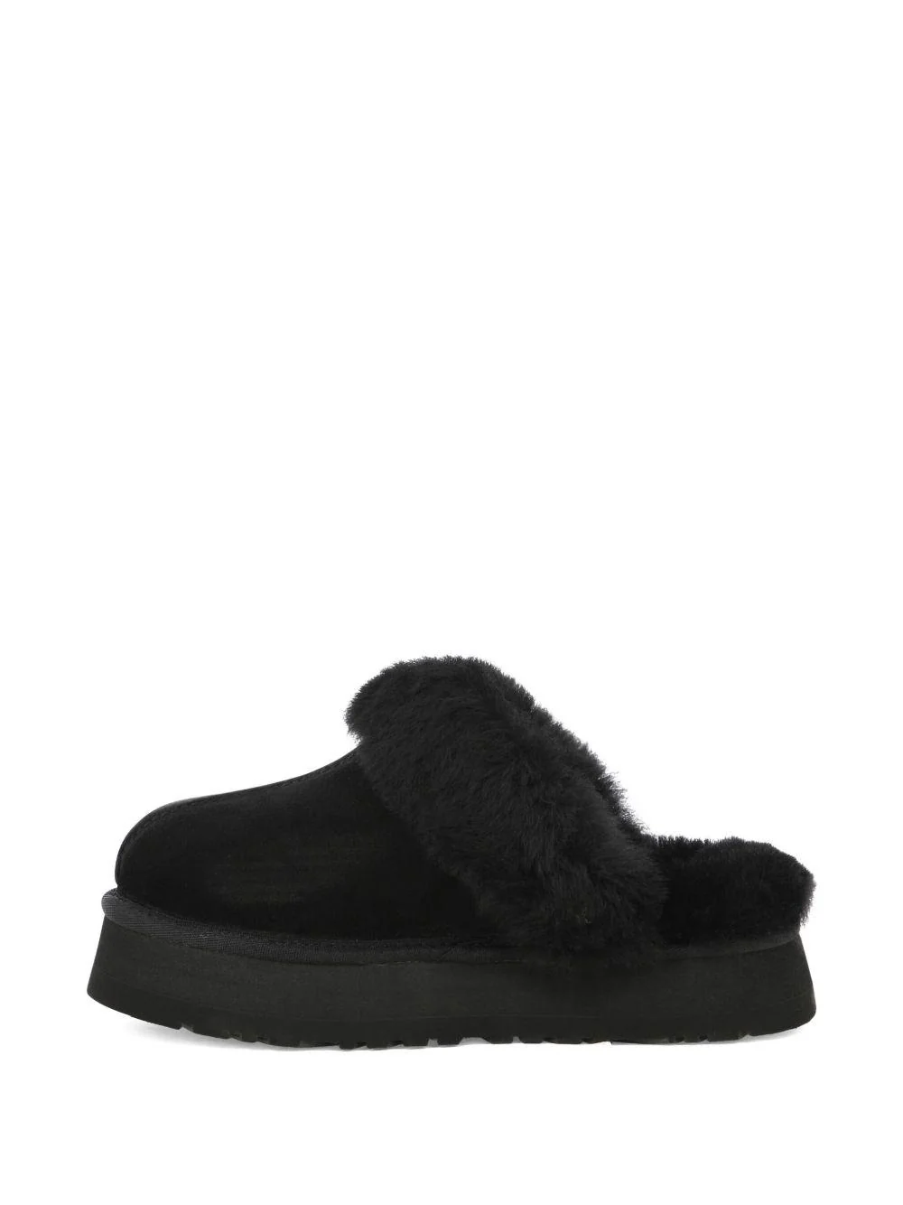Slippers per bambina UGG Kids Disquette nero con finitura in pelliccia sintetica - Image 4