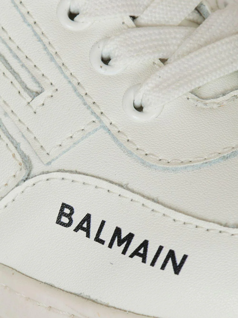 Sneaker monocolore per bambini Balmain Kids bianche con logo - Image 3