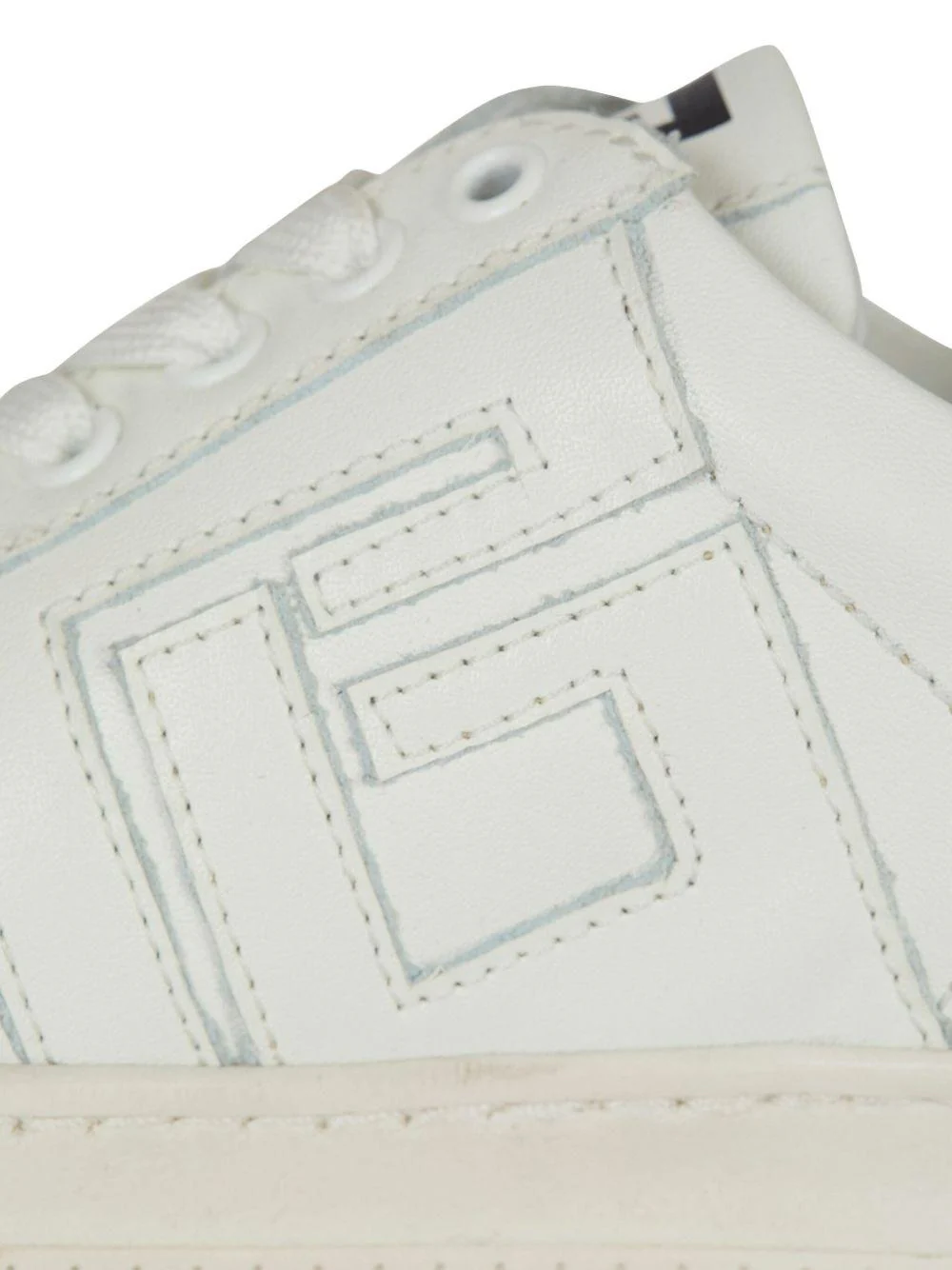 Sneaker monocolore per bambini Balmain Kids bianche con logo - Image 4