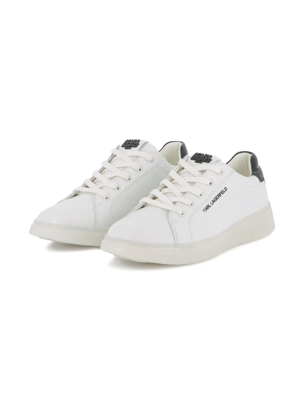 Sneakers in pelle per bambino Karl Lagerfeld Kids bianche con lacci e dettaglio con logo - Image 6