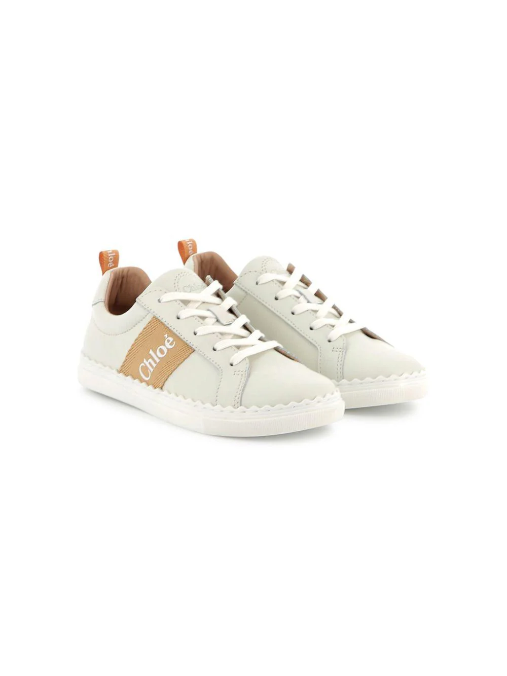 Sneakers per bambina Chloé Kids bianco con stampa laterale