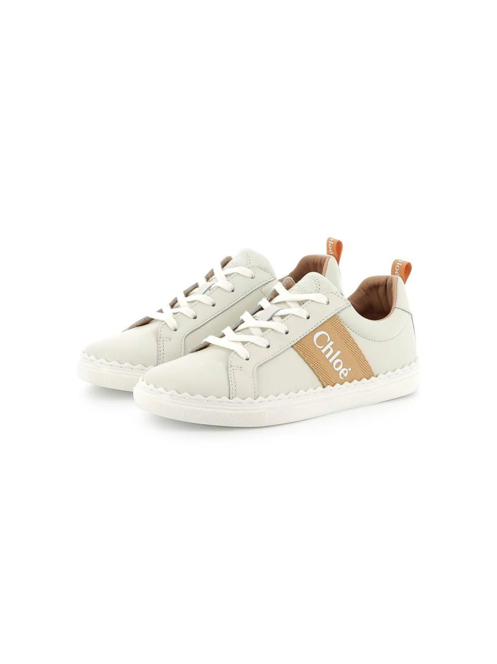 Sneakers per bambina Chloé Kids bianco con stampa laterale - Image 2