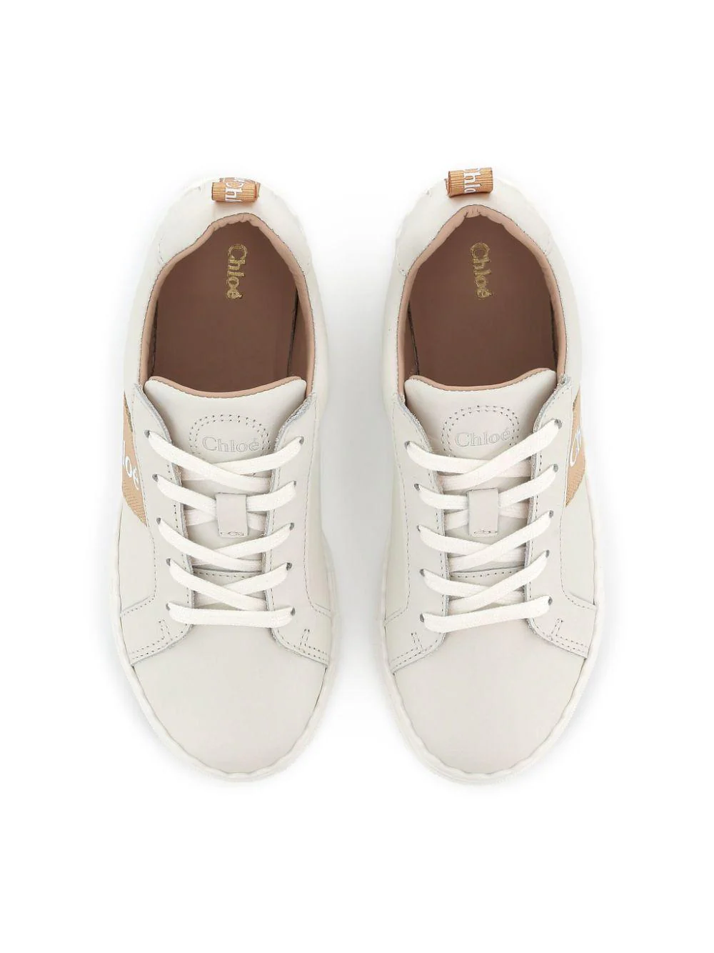 Sneakers per bambina Chloé Kids bianco con stampa laterale - Image 3