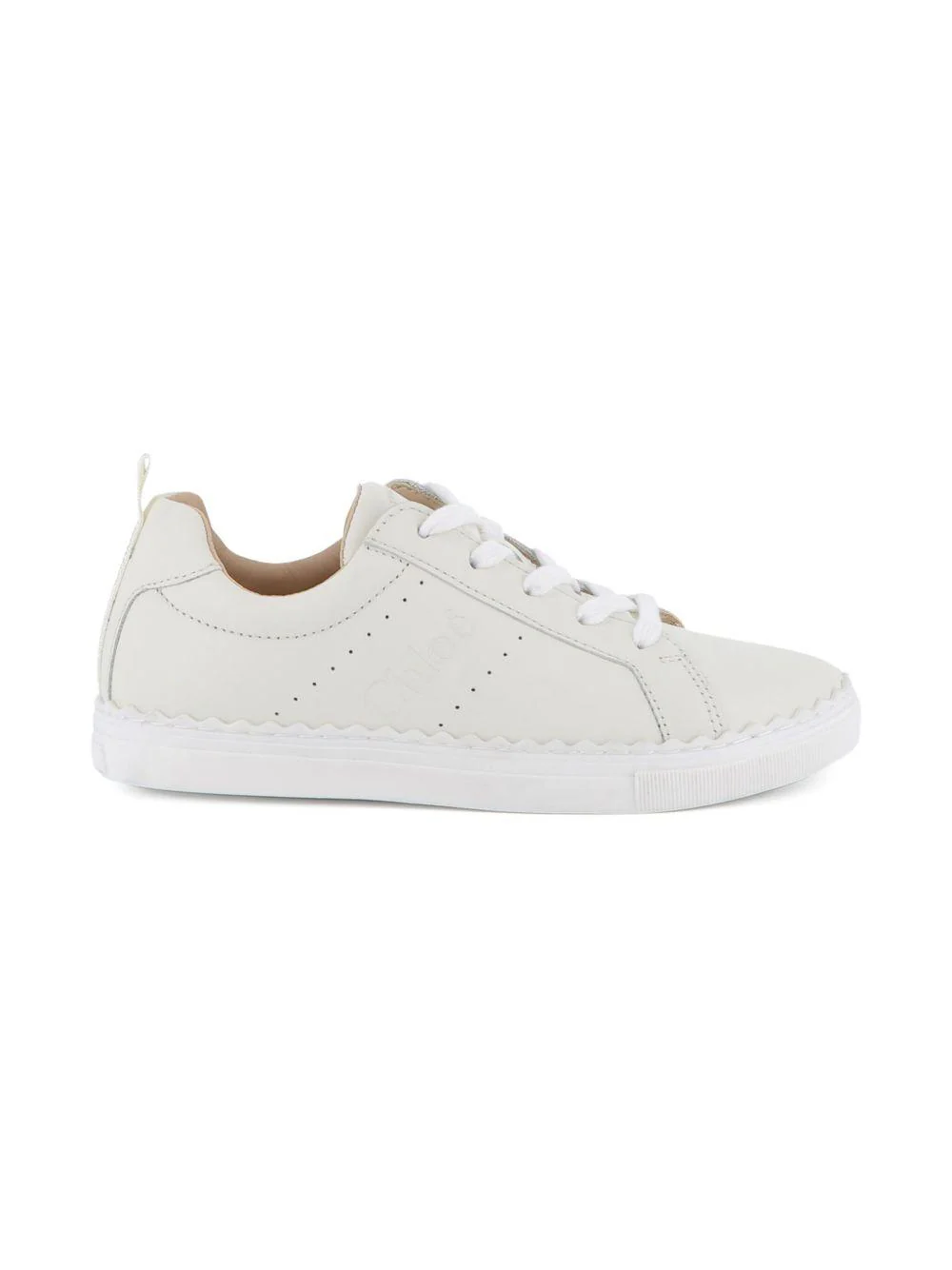 Sneakers per bambina Chloé Kids traforate bianche in pelle - Image 2