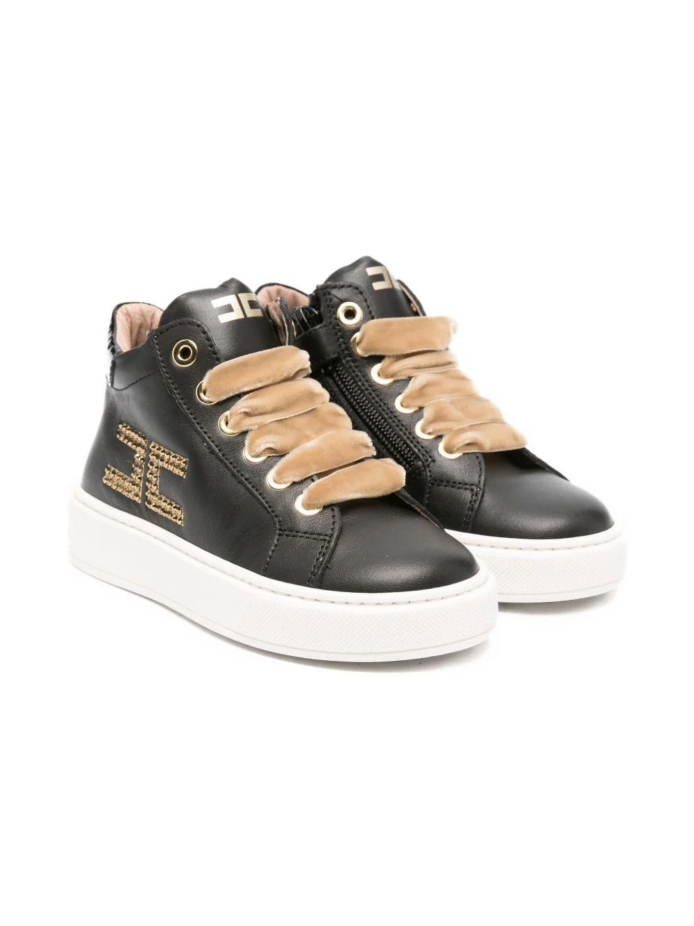 Sneakers per bambina Elisabetta Franchi La Mia Bambina nere con chiusura con cerniera