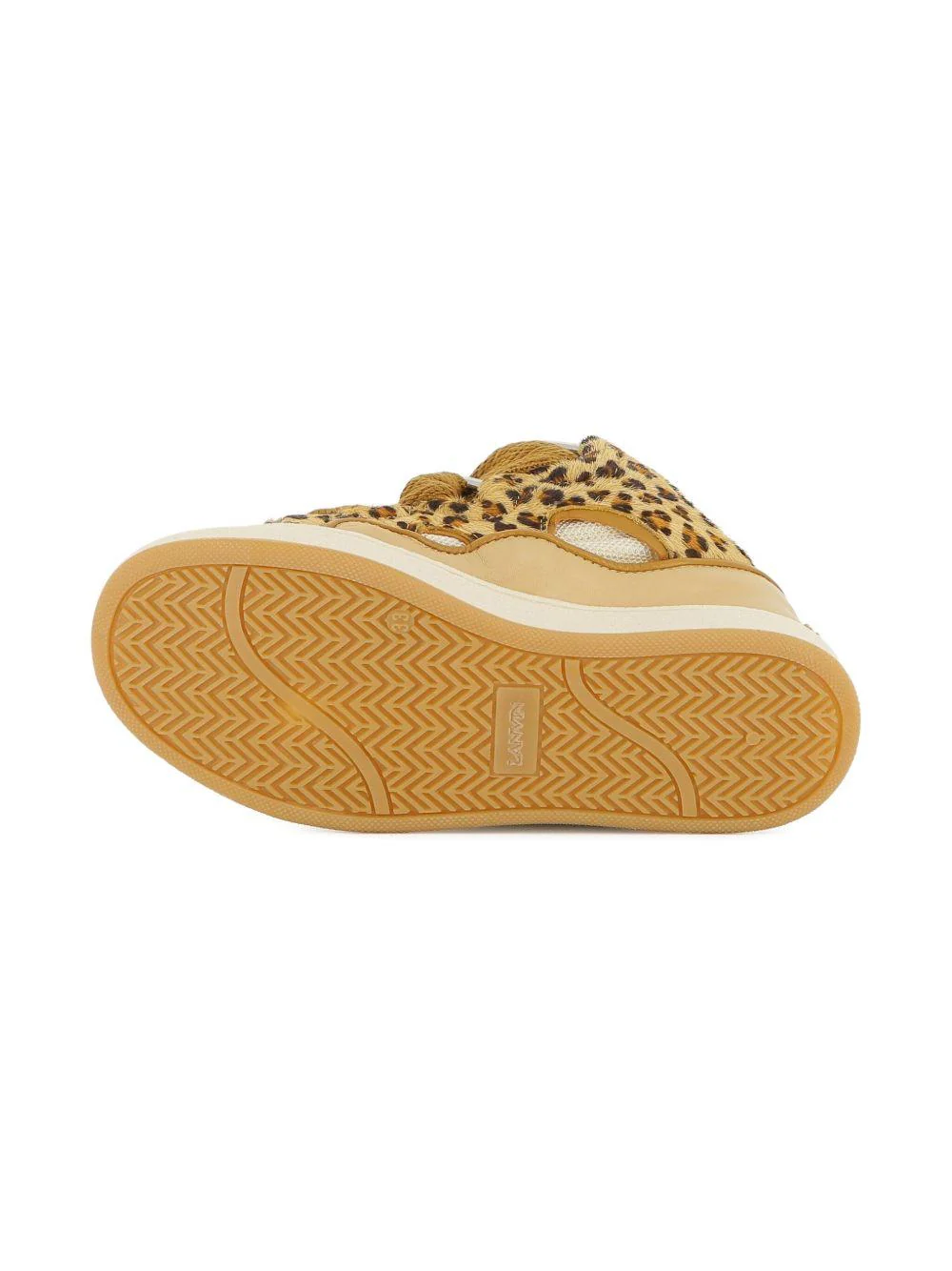 Sneakers per bambina Lanvin Enfant beige con stampa leopardata - Image 2