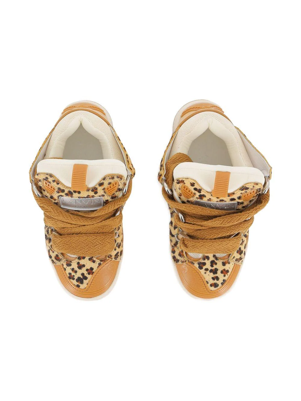 Sneakers per bambina Lanvin Enfant beige con stampa leopardata - Image 5