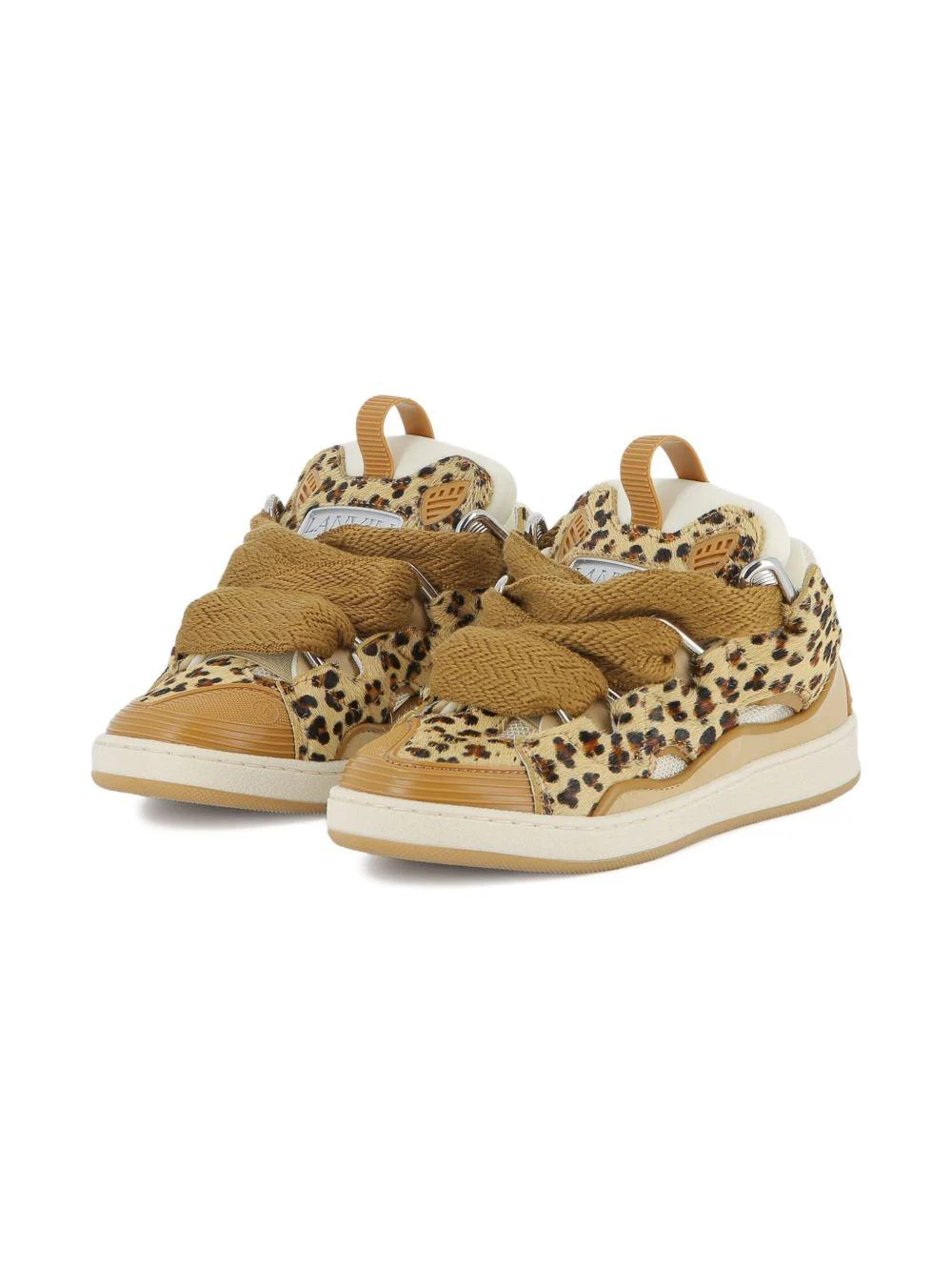 Sneakers per bambina Lanvin Enfant beige con stampa leopardata - Image 6