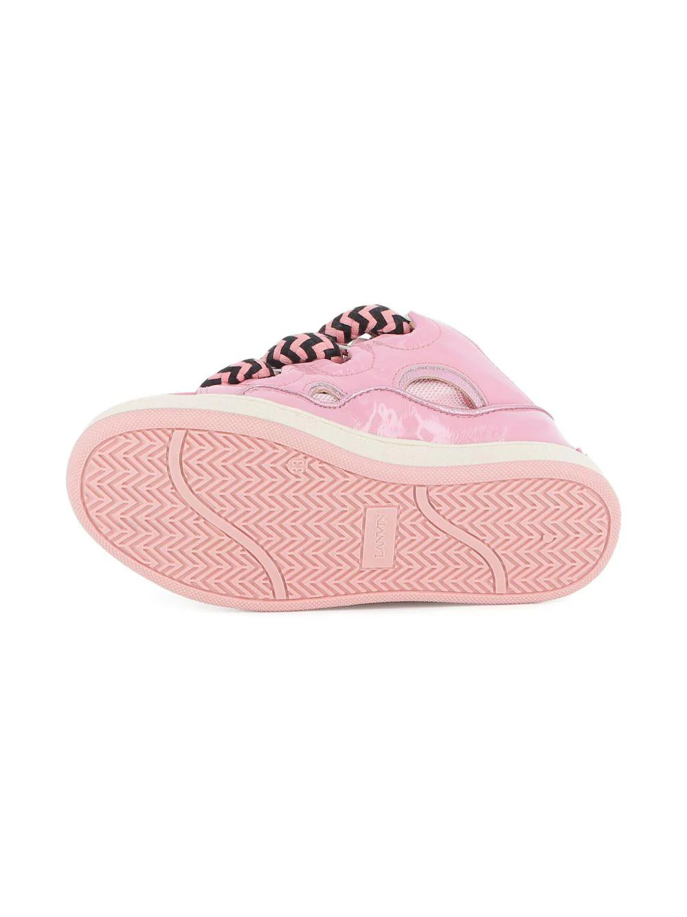 Sneakers per bambina Lanvin Enfant rosa con lacci oversize a zigzag - Image 4