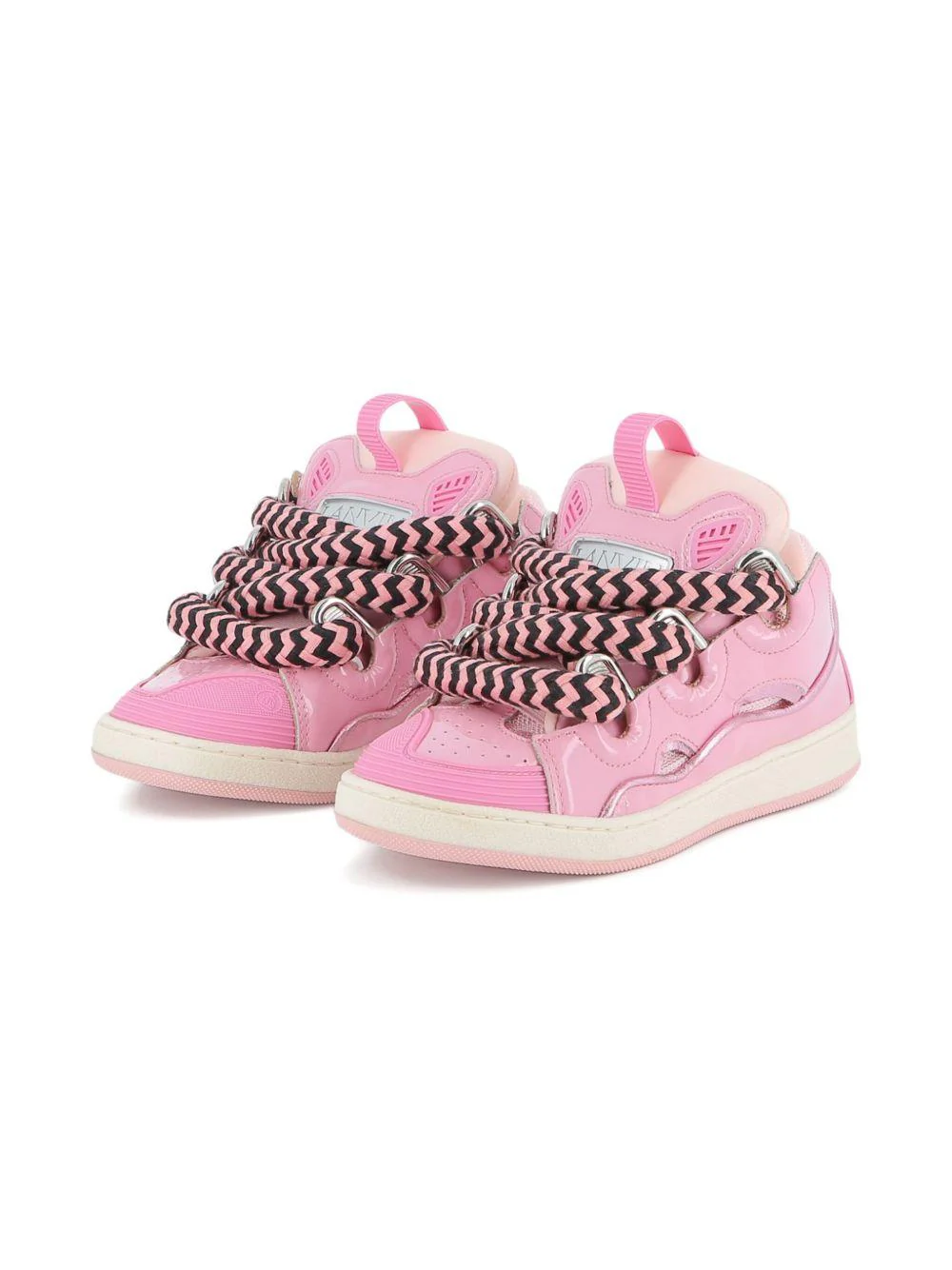 Sneakers per bambina Lanvin Enfant rosa con lacci oversize a zigzag - Image 6