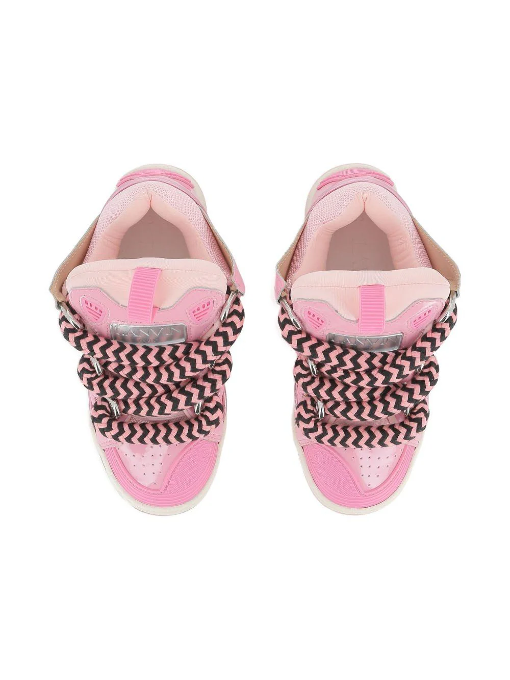 Sneakers per bambina Lanvin Enfant rosa con lacci oversize a zigzag - Image 7