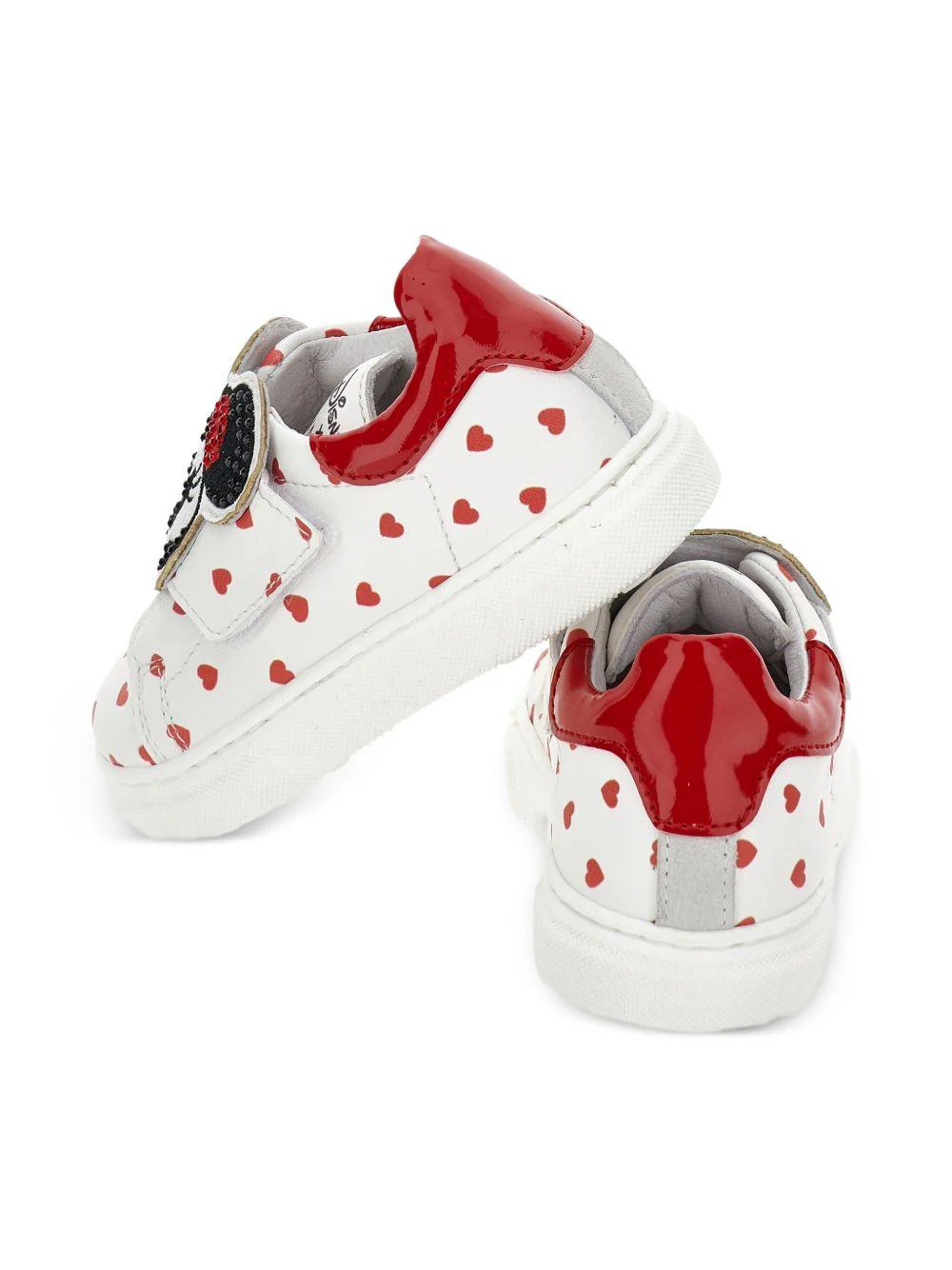 Sneakers per bambina Monnalisa bianche con motivo a cuori rossi - Image 2