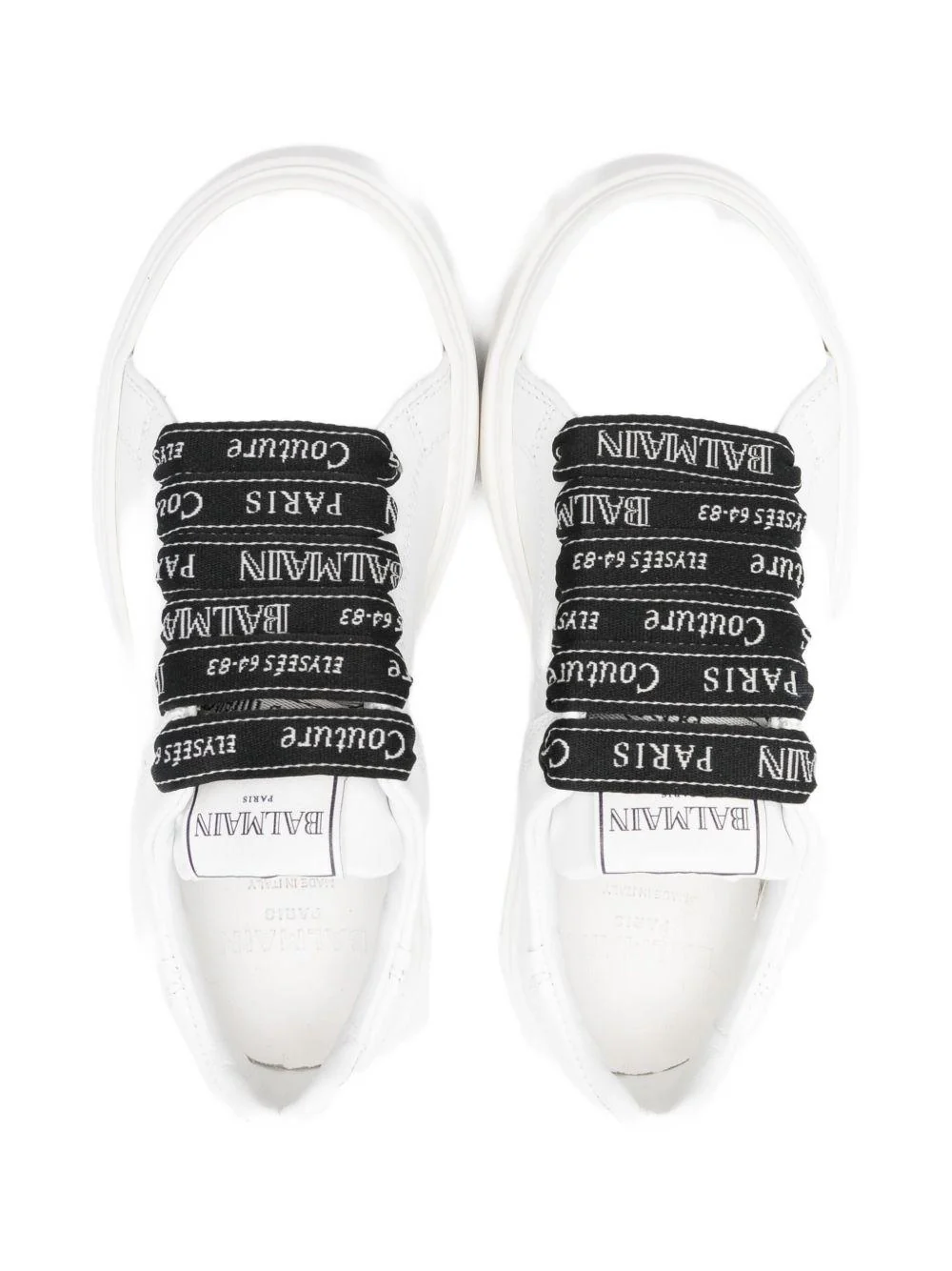 Sneakers per bambino Balmain Kids bianche con lacci logati - Image 3