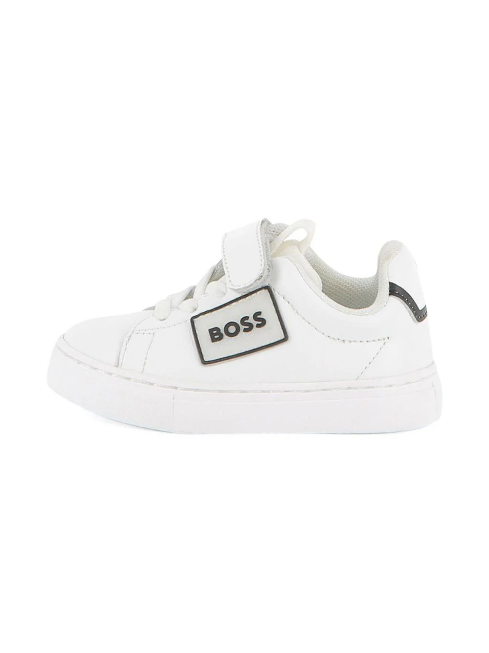 Sneakers per bambino BOSS Kids bianche con applicazione con logo - Image 4