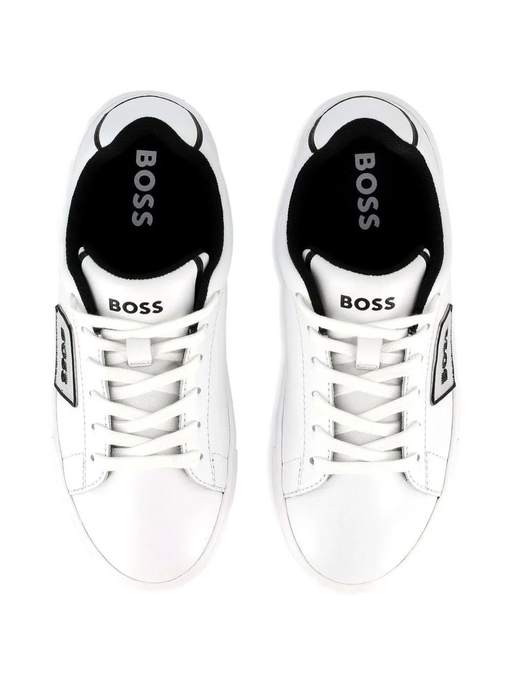 Sneakers per bambino BOSS Kids bianche con dettaglio con placca con logo - Image 6