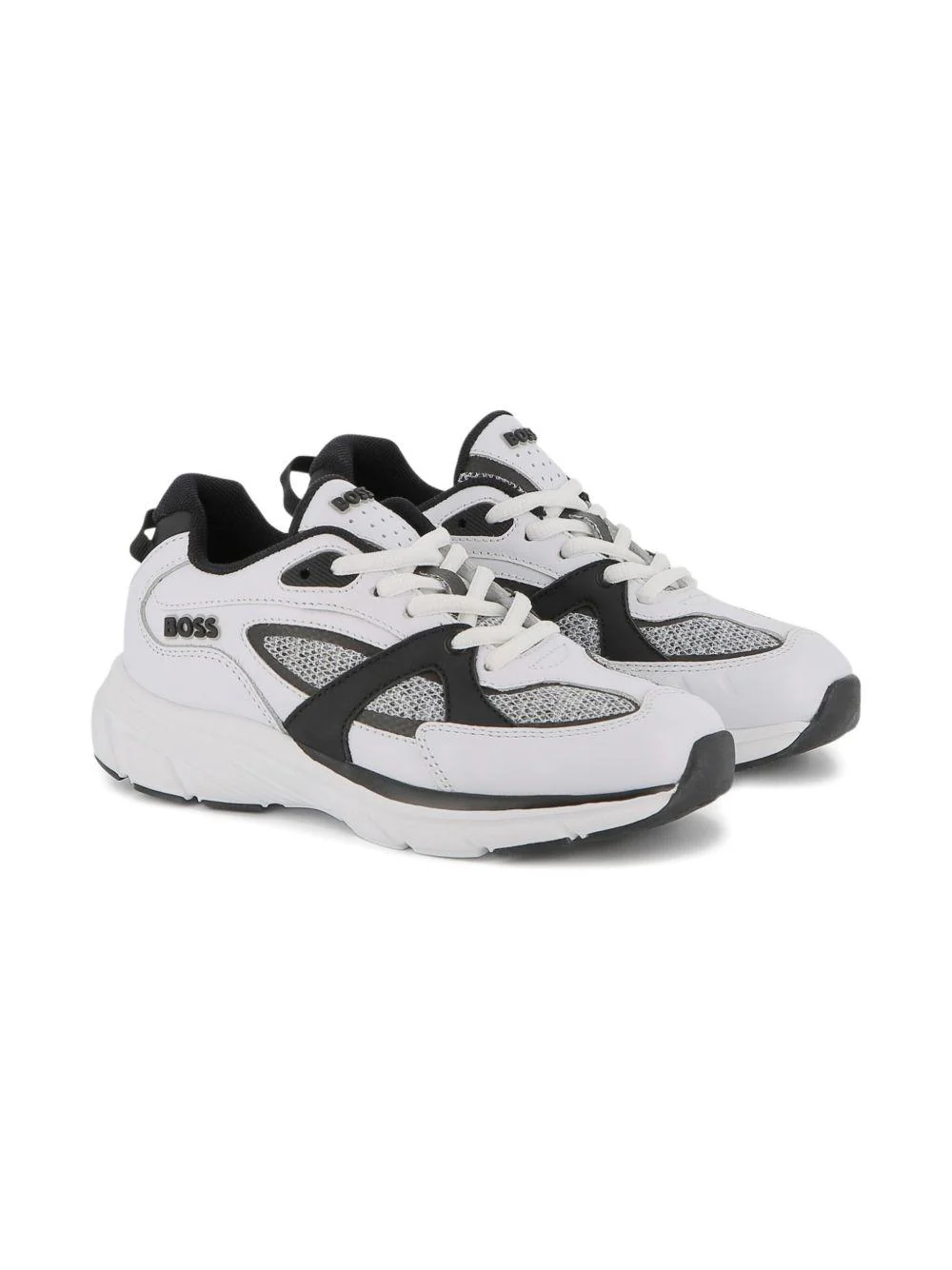 Sneakers per bambino Boss Kids bianche con inserti in rete