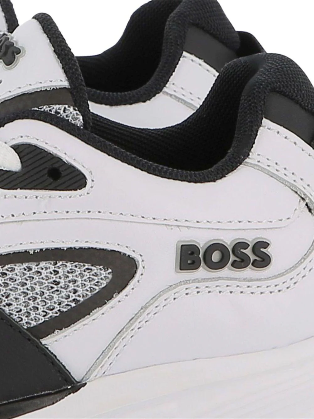 Sneakers per bambino Boss Kids bianche con inserti in rete - Image 5