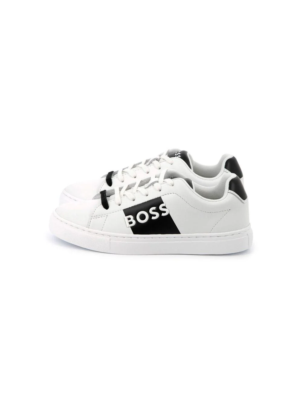 Sneakers per bambino Boss Kidswear bianco con logo goffrato con design color-block - Image 3