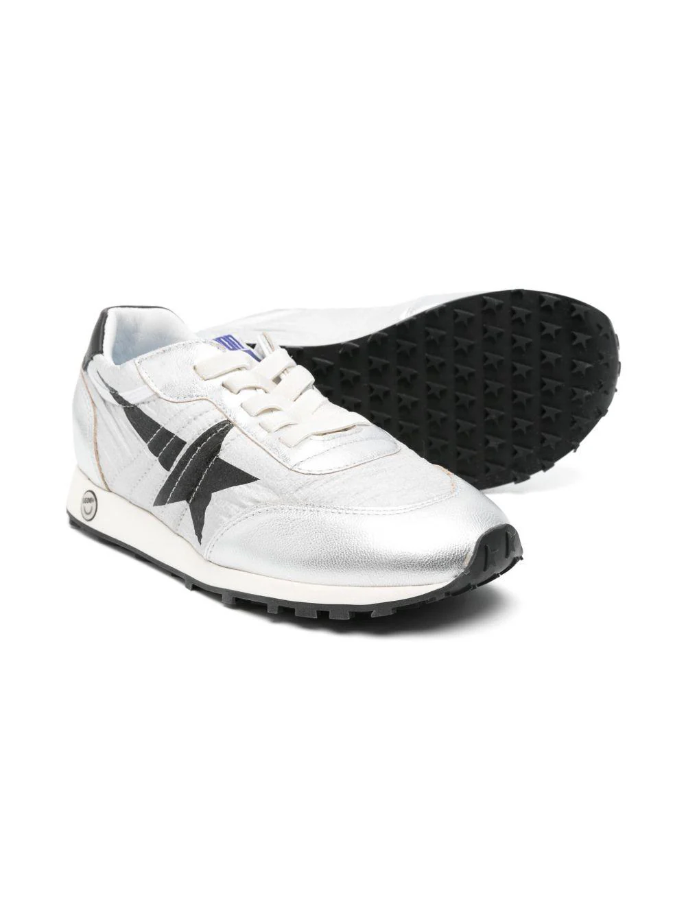 Sneakers per bambino Golden Goose Kids Running Marathon argento con lacci - Image 3