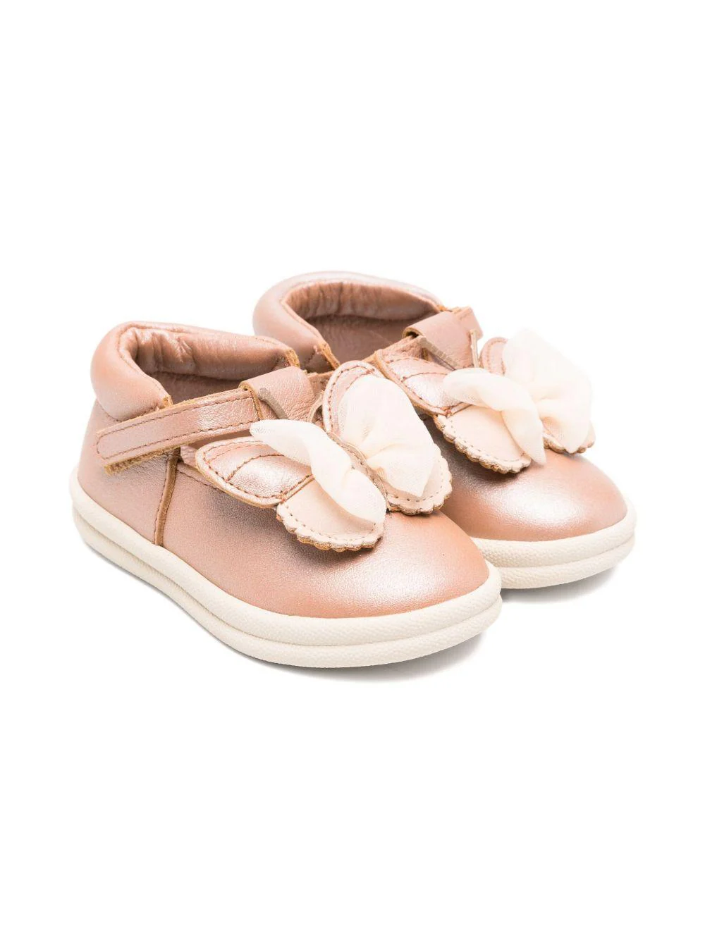 Sneakers per neonata Donsje rosa con decorazioni a farfalla