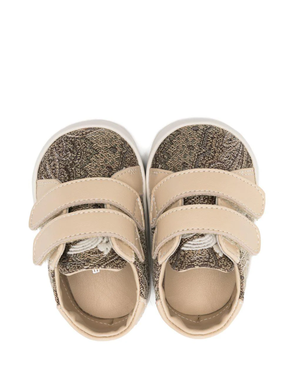Sneakers per neonato Etro Kids beige con chiusura a strappi - Image 5
