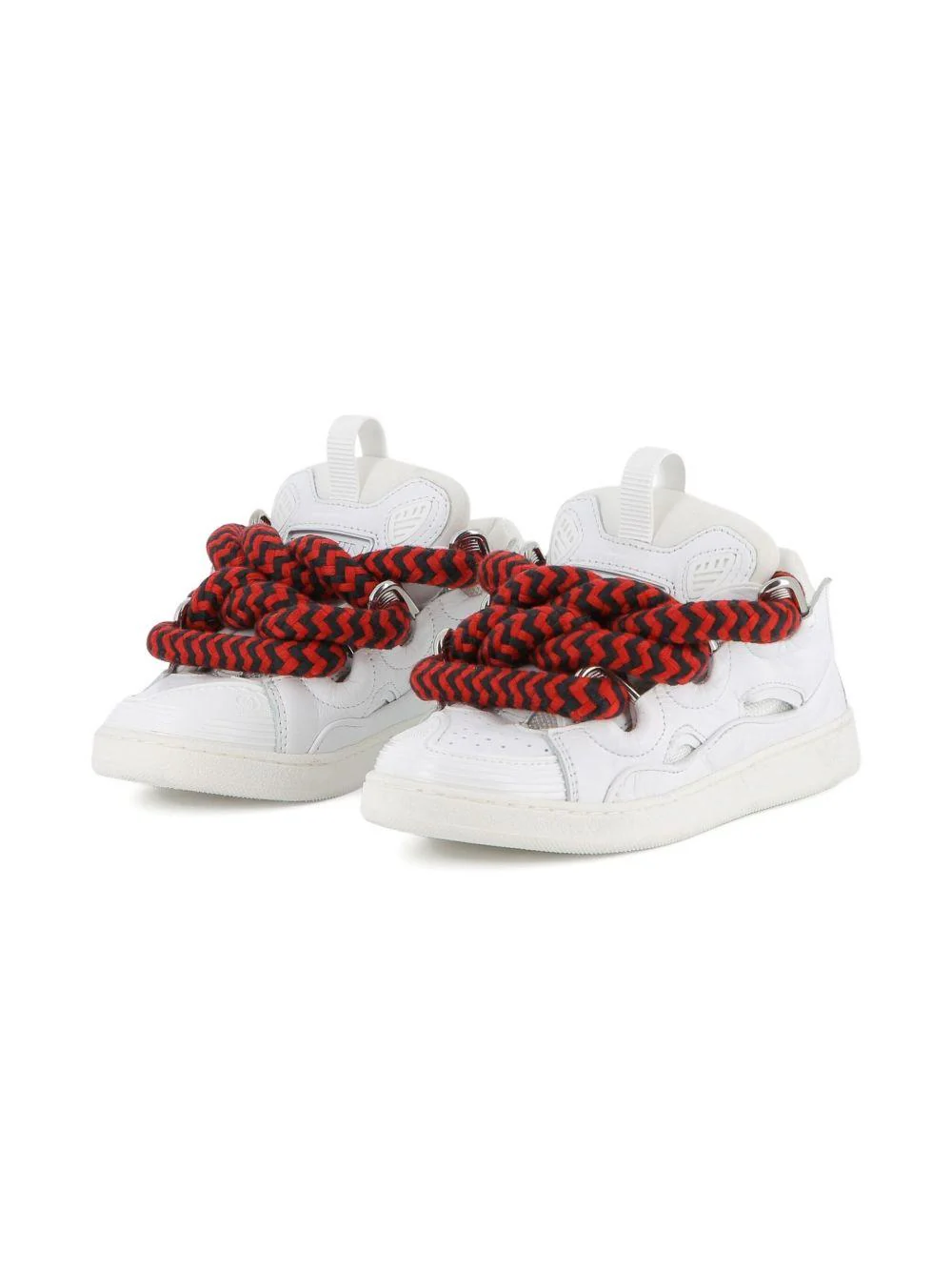 Sneakers Statement per bambini Lanvin Enfant bianche con lacci rossi e neri a contrasto - Image 5