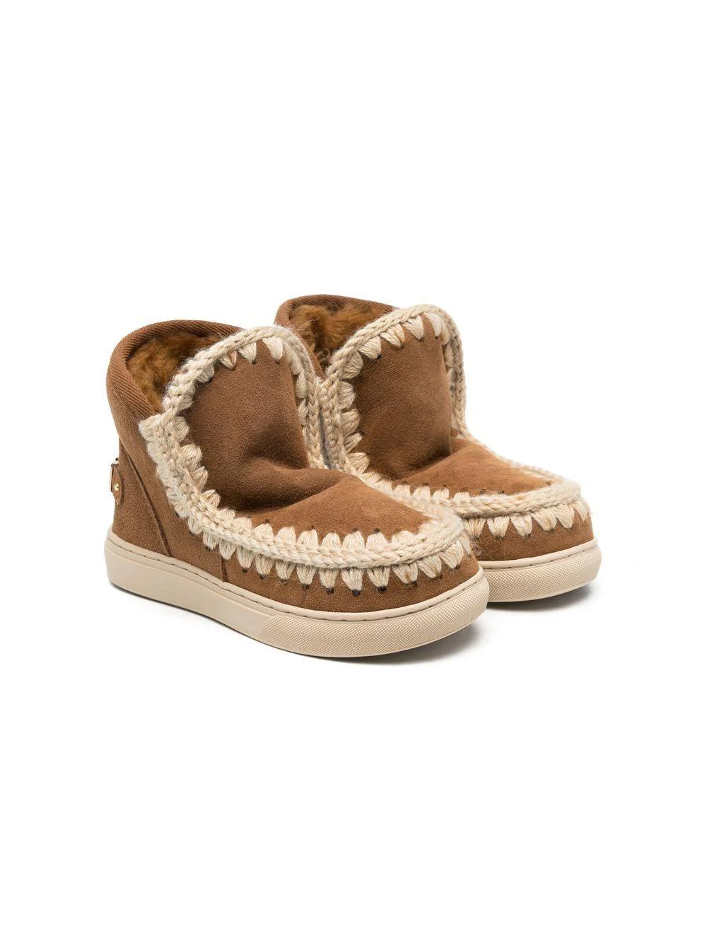 Stivali con cuciture a contrasto per bambina Mou Kids marrone con punta tonda