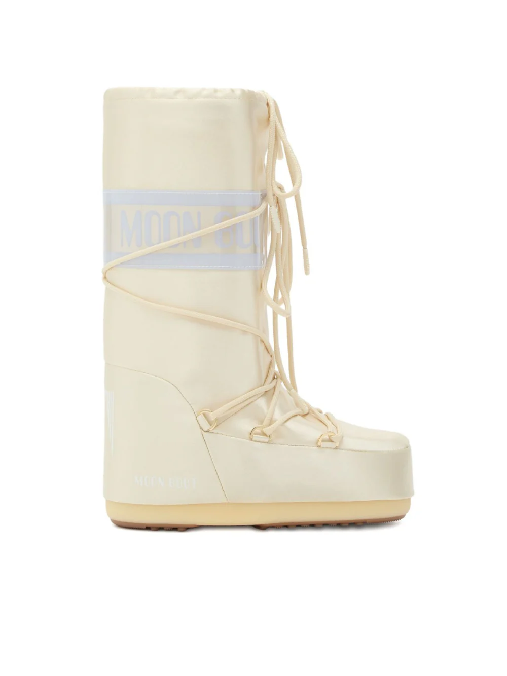 Stivali da neve Icon per bambini Moon Boot Kids bianchi con fascia con logo